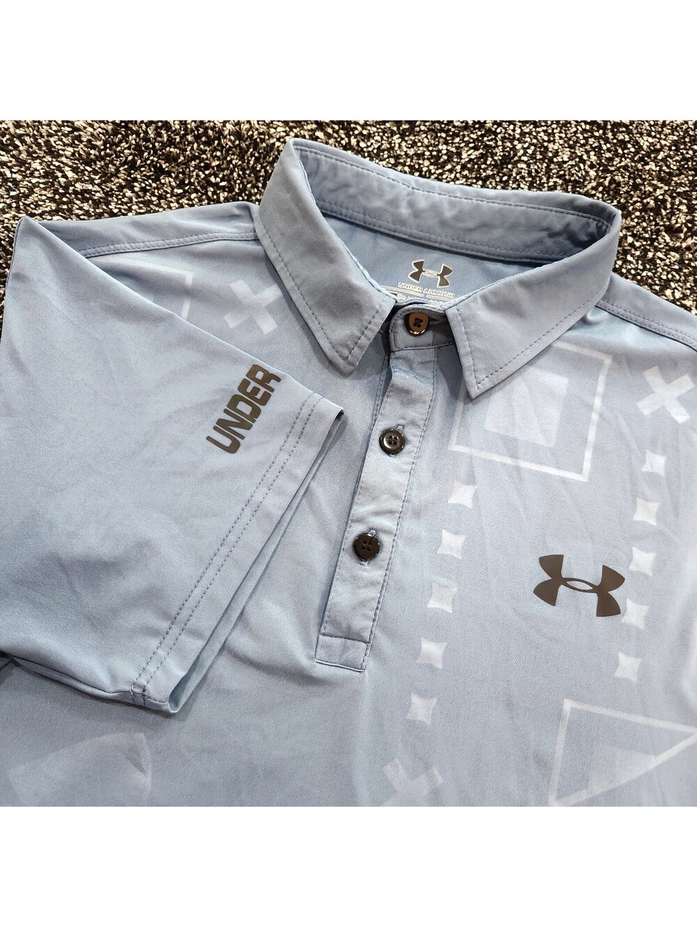 Y2K Under Armour Men's Tech Golf Polo Shirt Harbor Blue/Light Blue Size Large
